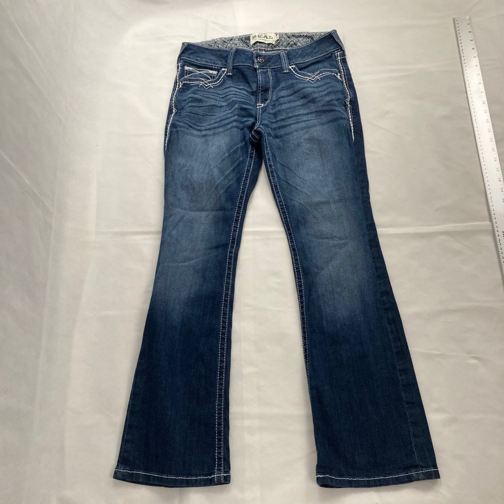Ariat Real Jeans Women's 31x30 Mid Rise Boot Dark Wash Western Riding Denim